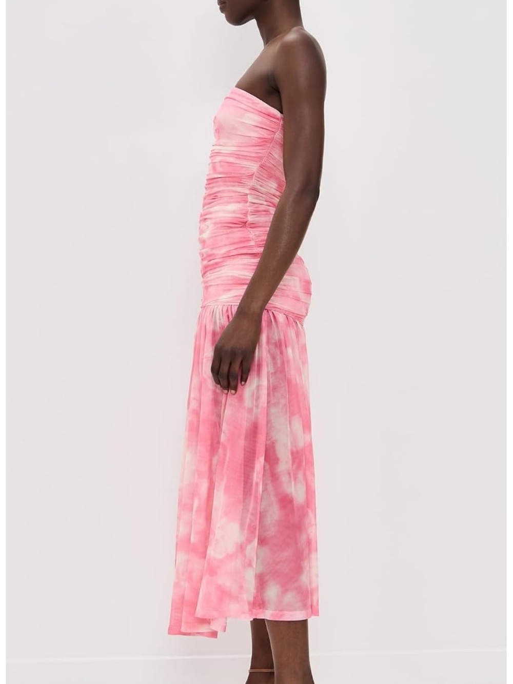 Bardot Strapless Pink Tie-Dye Maxi Dress - Picture 4 of 6
